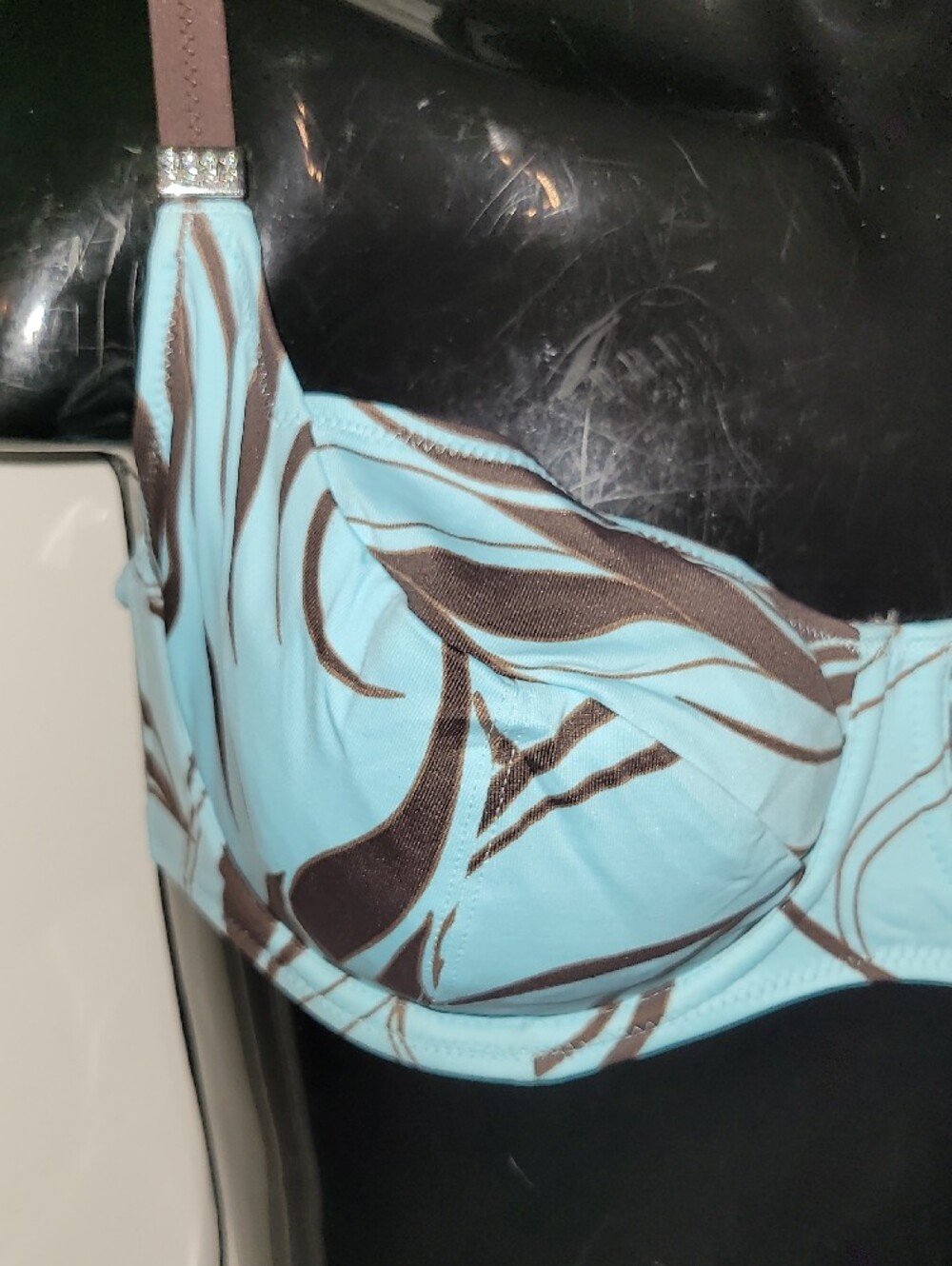 Fantasie Blue and Brown Underwire Swim Bikini Top - Picture 2 of 4